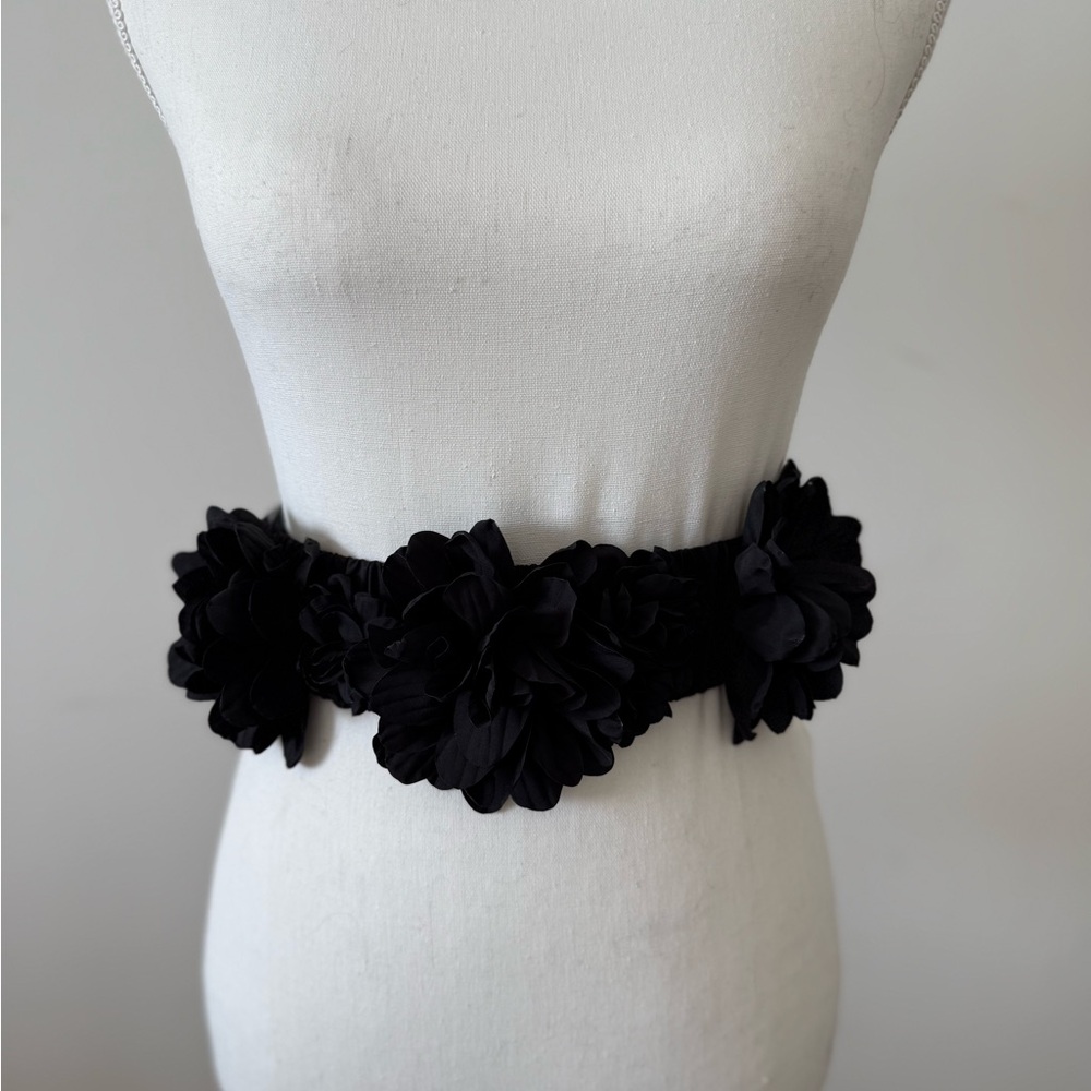 Zara Black Floral Statement Belt